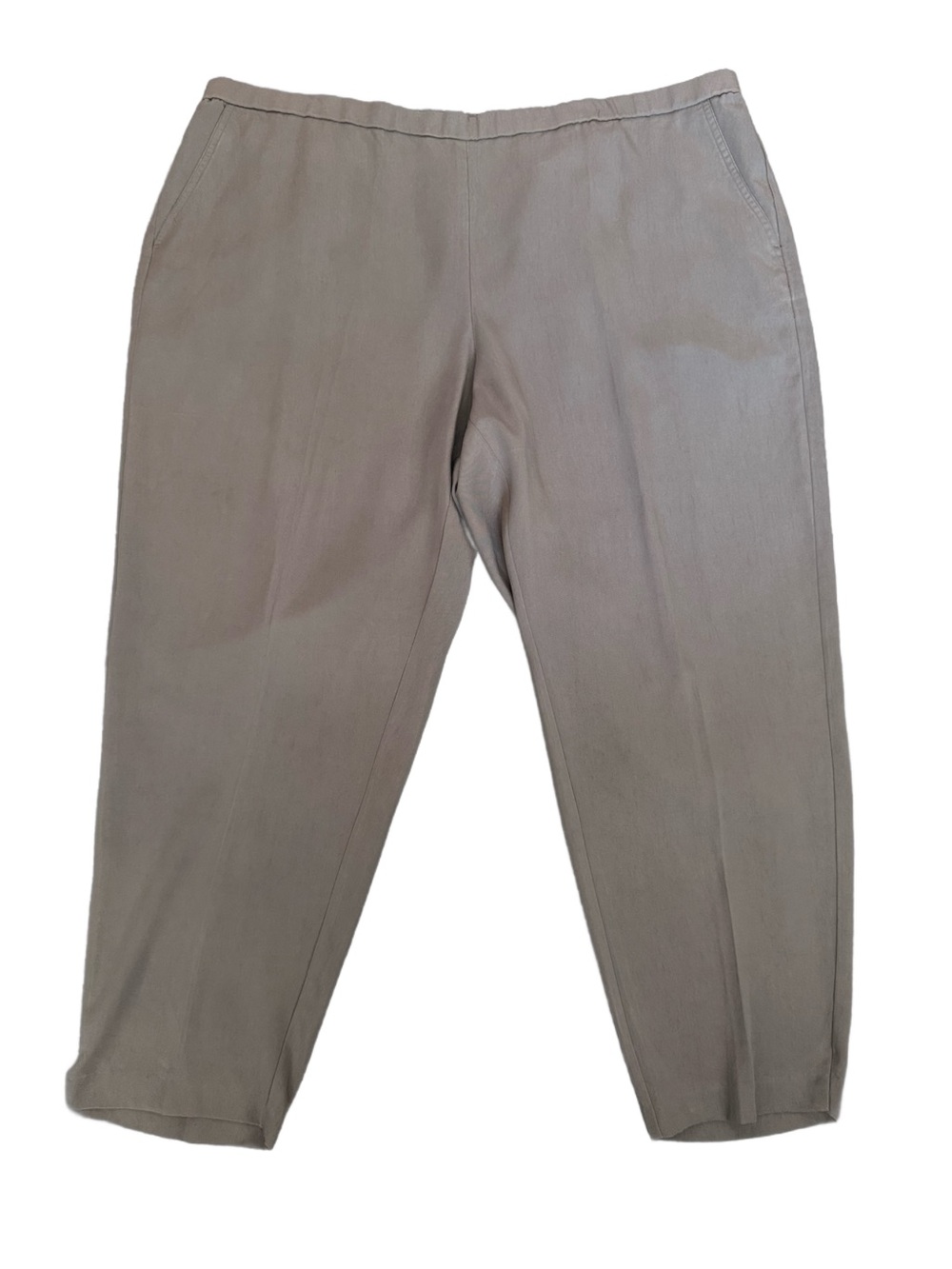 Eileen Fisher Pale Gray Cropped Elastic-Waist Pants 2X